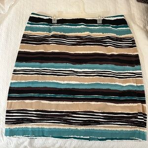 Talbots pencil skirt teal and brown black and tan stripe